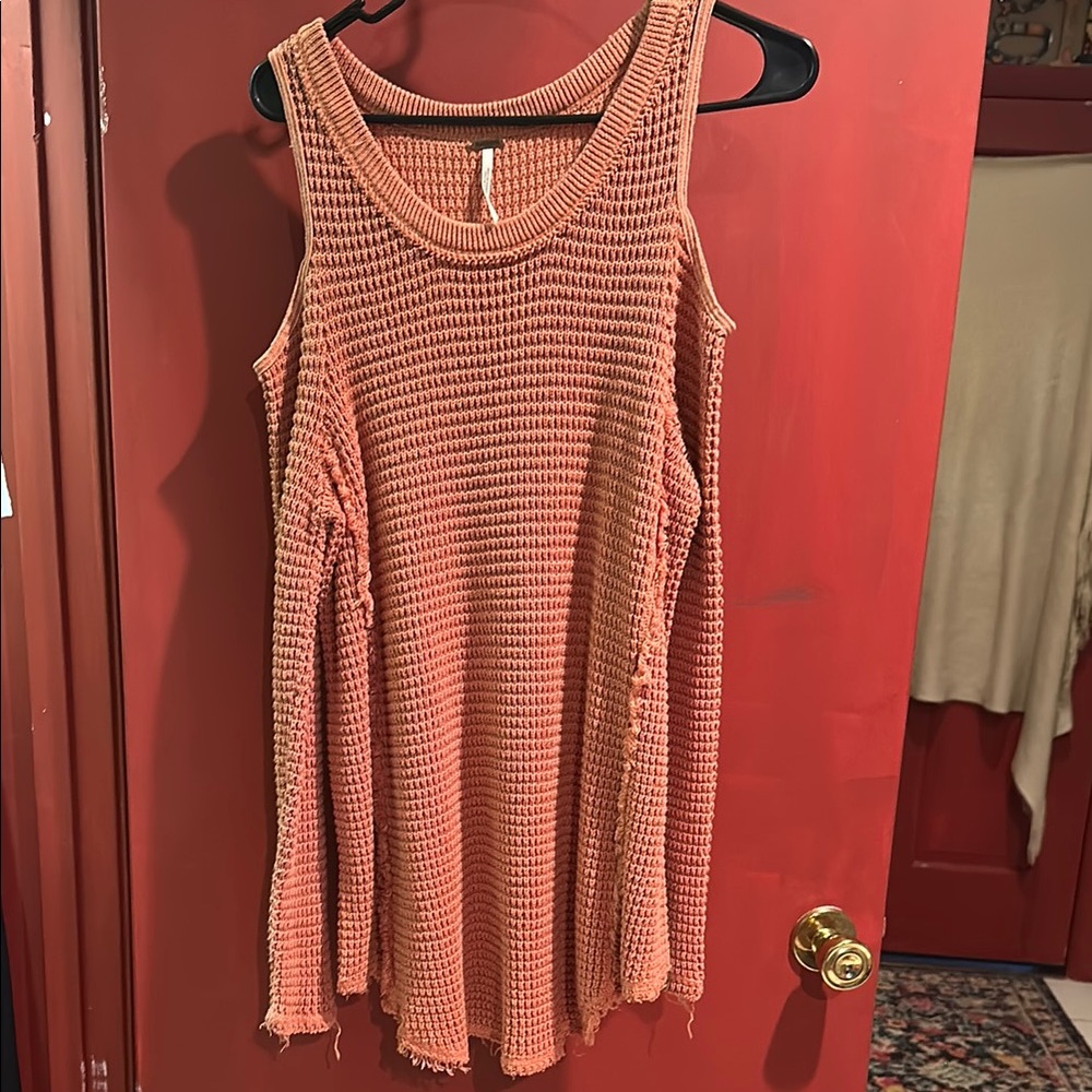 Free People Off-the-Shoulder Sweater in Coral